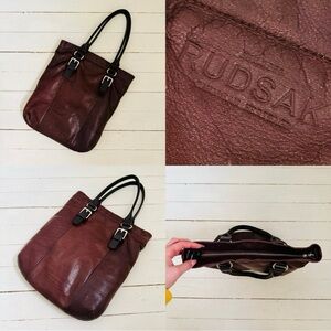 RUDSAK Unisex Dark Brown Leather Bag